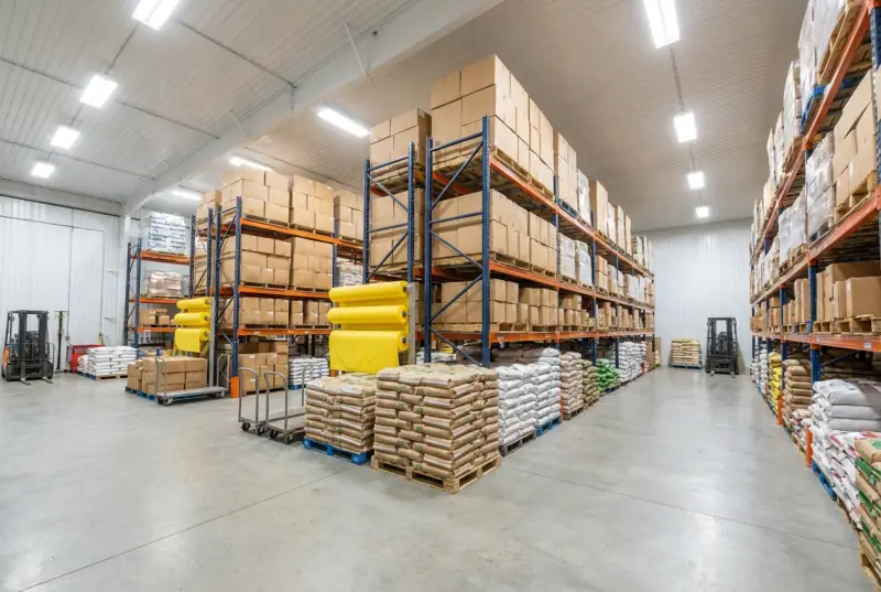 Estoque de produtos e cortinas da AgroTop